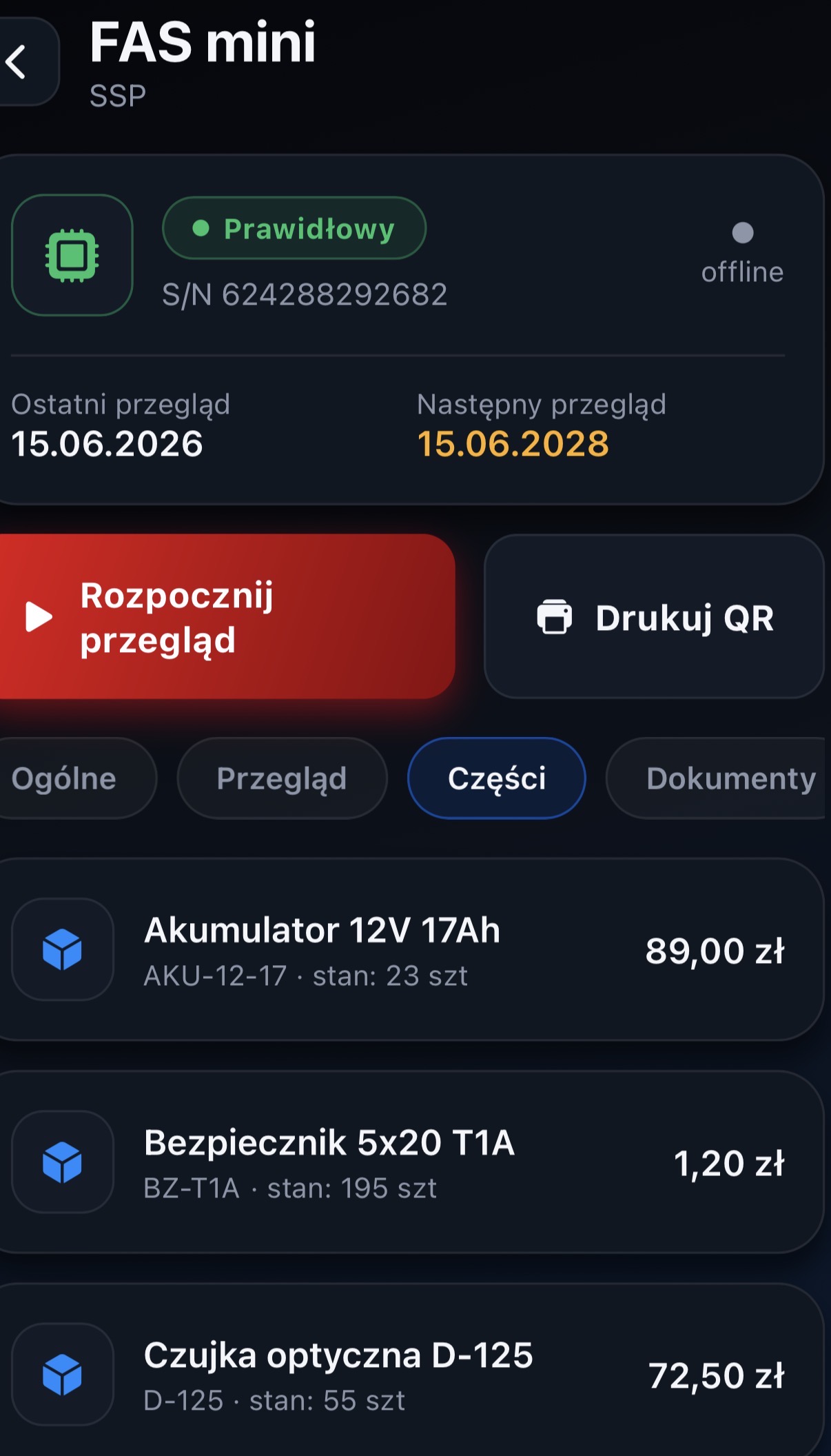 Karta urządzenia